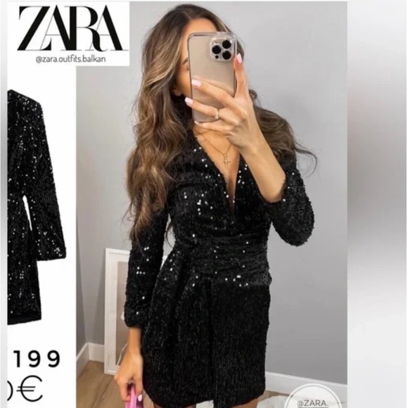 NWT BLOGGERS FAVORITE ZARA SEQUIN BLAZER DRESS - Picture 2 of 10